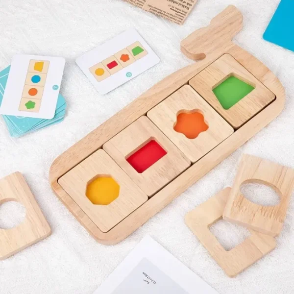 Wooden Whale Shape Colour Match Game-Mathematics toys